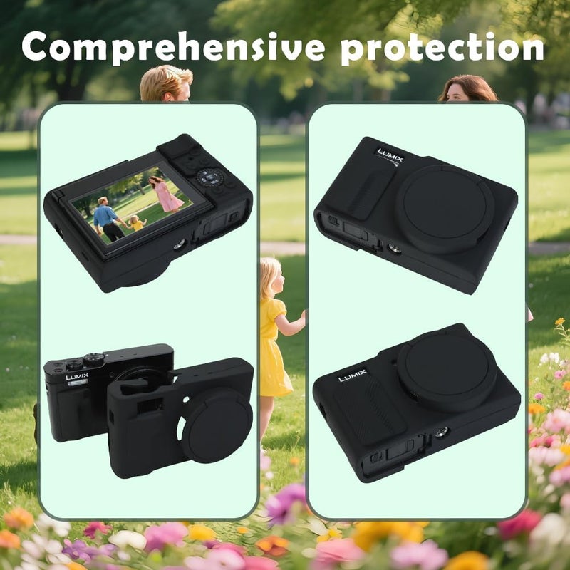 Huadu Screen Protector Compatible for Panasonic Lumix ZS99 Digital Camera,Tempered Glass Film Anti-Scratch High Definition and Soft Silicone Case (lumix zs99 BL) - Image 3
